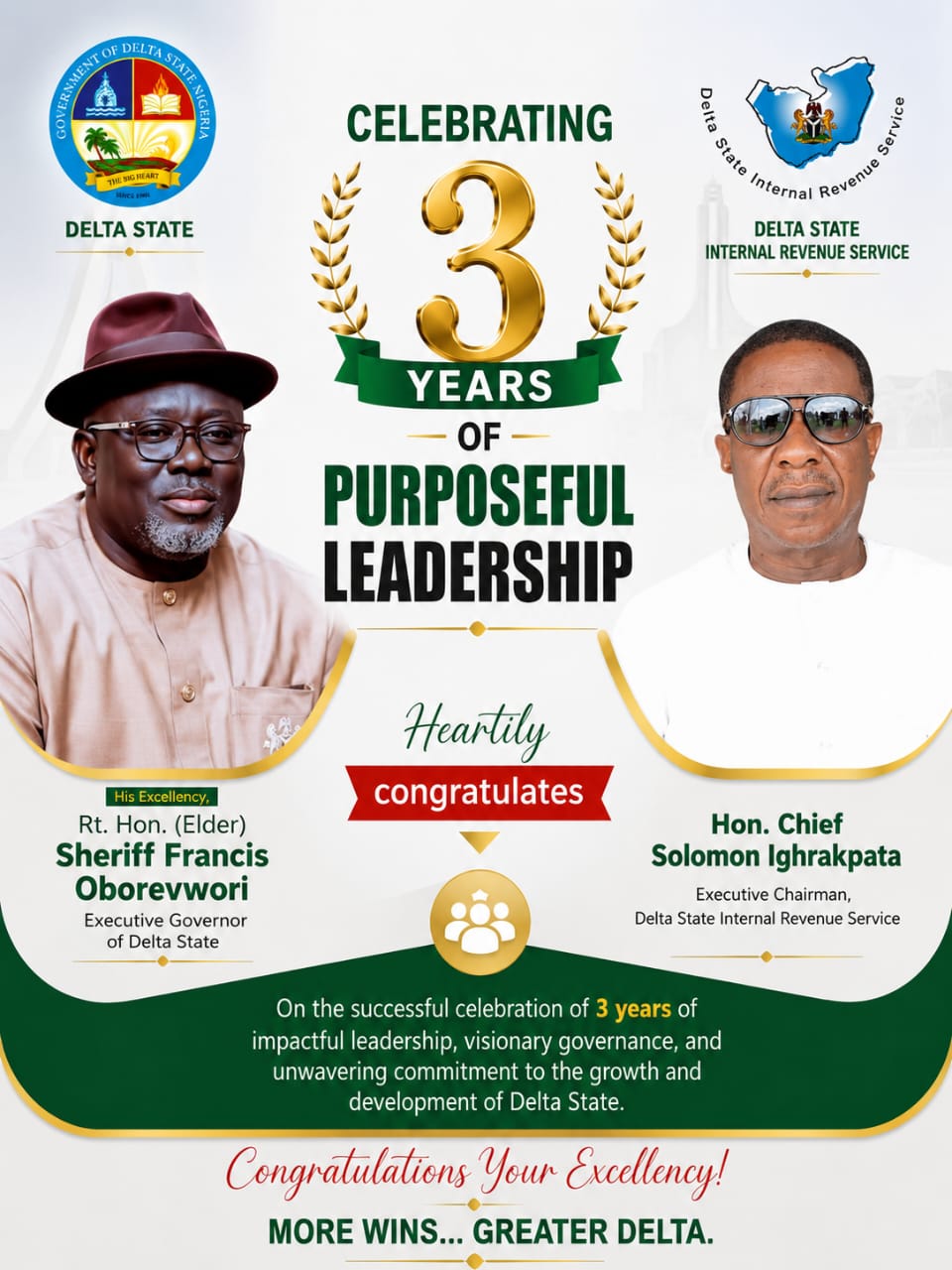Ighrakpata Congratulates Gov Oborevwori on 3 Years of Purposeful Administration in Office